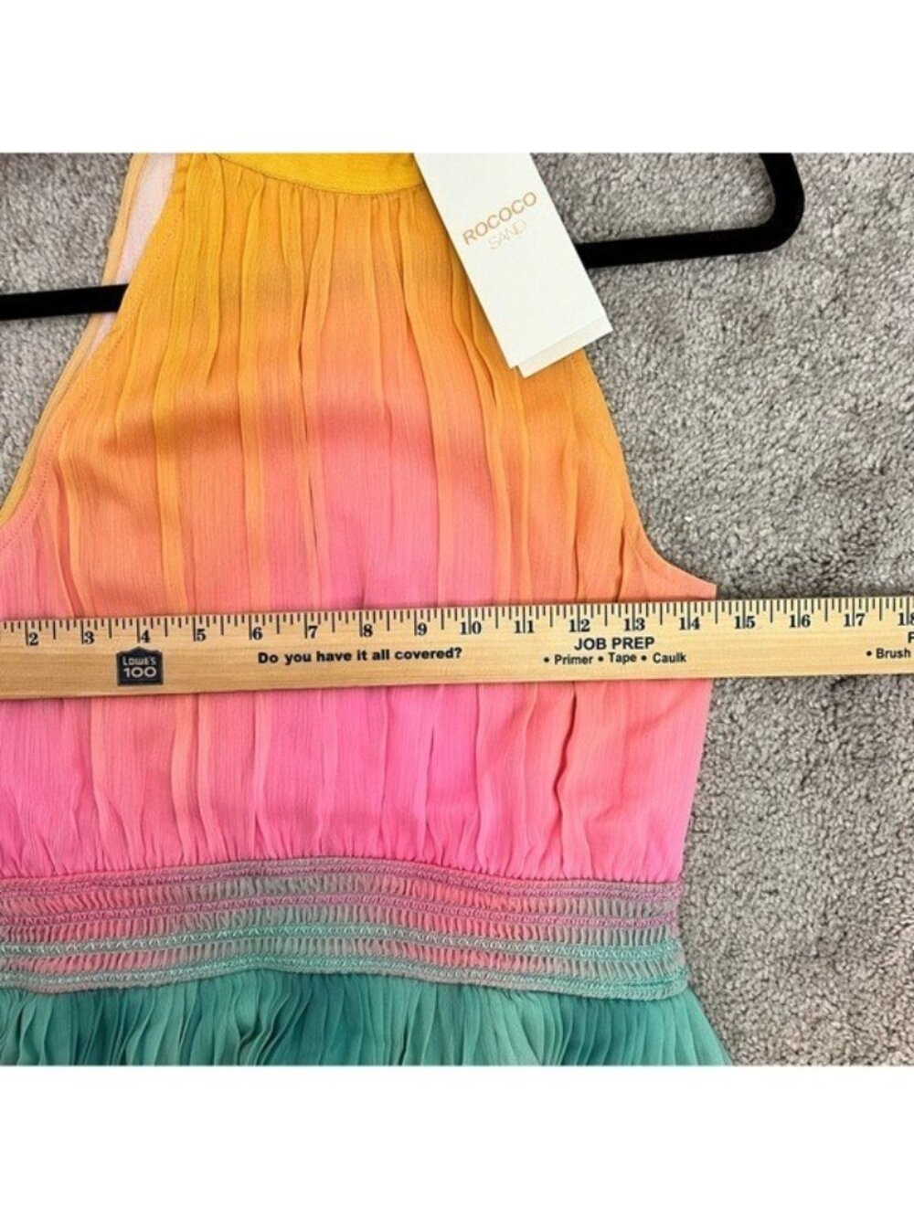 Rococo Sand Zale Halter Maxi Dress Sz M Pink Rainbow Ombre Boho Coastal Vacay - Picture 12 of 13